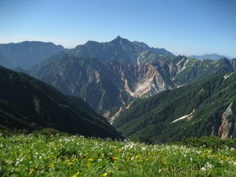 槍ヶ岳と硫黄岳