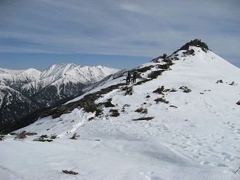 蝶ヶ岳の旧山頂から