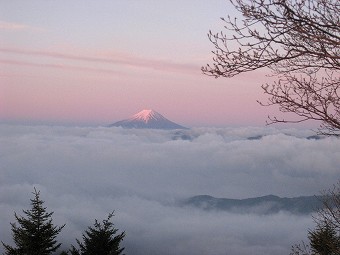 朝焼けの富士山