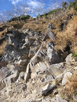 真教寺尾根　クサリ場