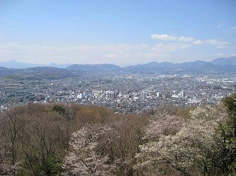 秦野市街と富士山