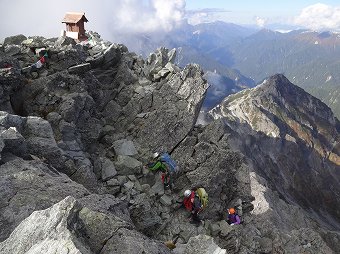 北鎌尾根の登山者