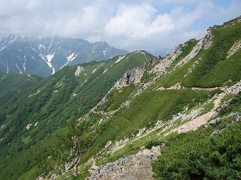 大天井岳　南側の巻き道