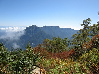 餓鬼岳の稜線