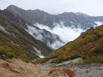 針ノ木雪渓　急下り